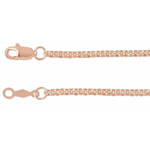 14K Rose 2 mm Rolo Chain