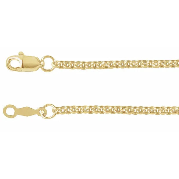 14K Yellow 2 mm Rolo 7" Chain