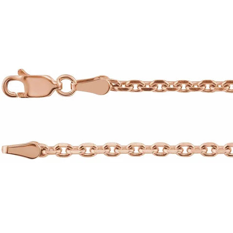 14K Rose Diamond-Cut Cable 16", 18", 20", 24"