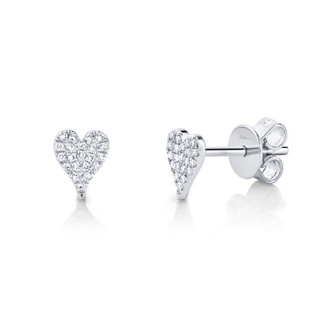 14K Diamond Heart Earrings